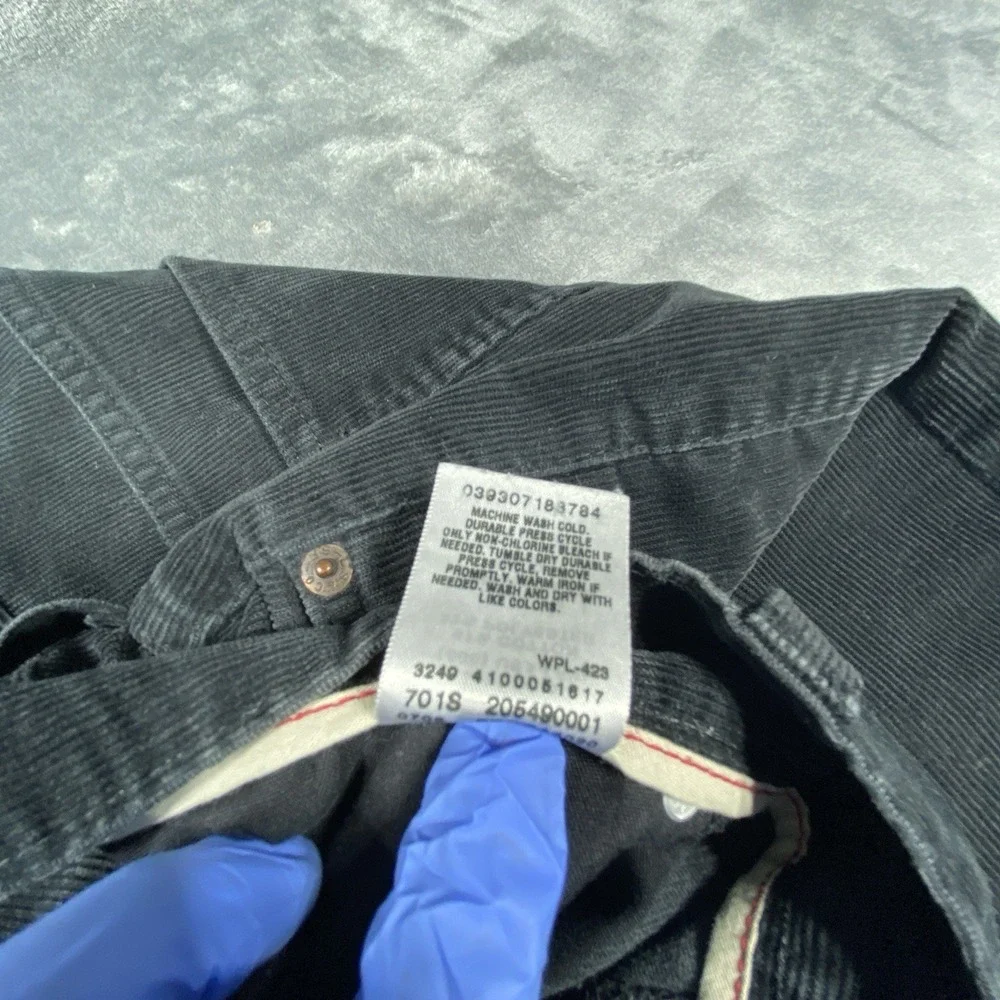 Levi's 549 Corduroy Pants Mens 42x27 Black Low Loose Cords Y2K Heavy Cotton‎